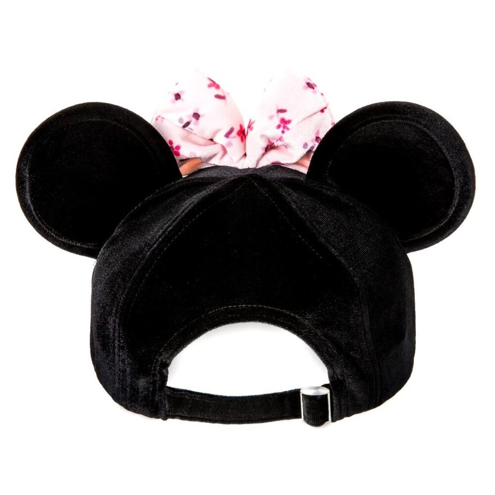 New Minnie Mouse Ears  Adult Velvet Adjustable Hat Cap With Pink Floral Bow - Picture 2 of 10